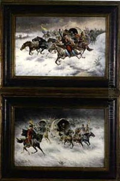 Convois D'or (+ Another; Pair) Oil Painting by Adolf (Constantin) Baumgartner-Stoiloff