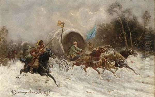 The Siberian Gold Convoy Oil Painting by Adolf (Constantin) Baumgartner-Stoiloff