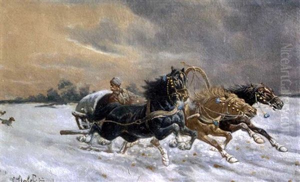 The Race Oil Painting by Adolf (Constantin) Baumgartner-Stoiloff