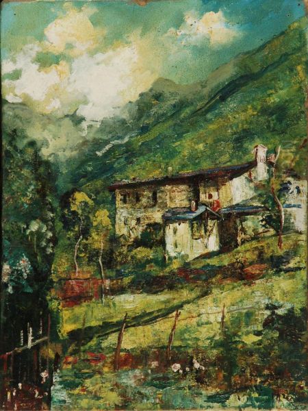 Paesaggio Montano Oil Painting by Ermenegildo Agazzi