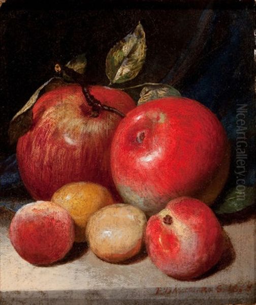 Still Life With Apples And Plums Oil Painting by Peter Baumgras