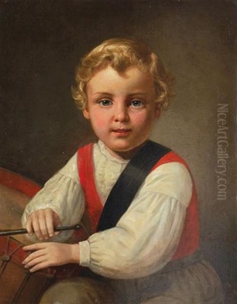 Portrait Of Erwin, Age Five Oil Painting by Peter Baumgras