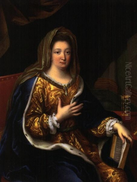 Portrait Der Madame De Maintenon (after Mignard) Oil Painting by Henri Louis Baup