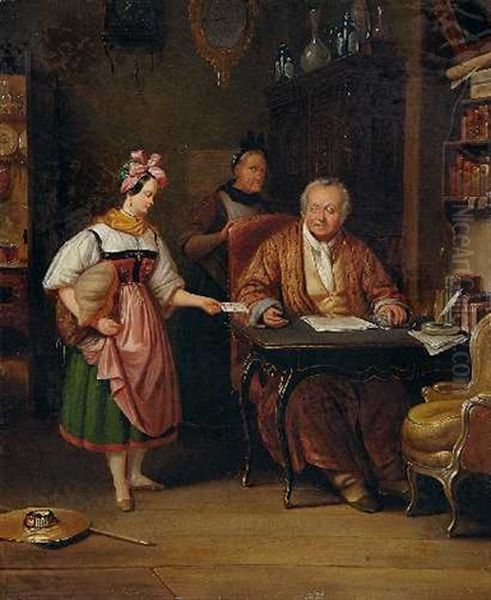 Die Briefubergabe Oil Painting by Albert Baur the Elder