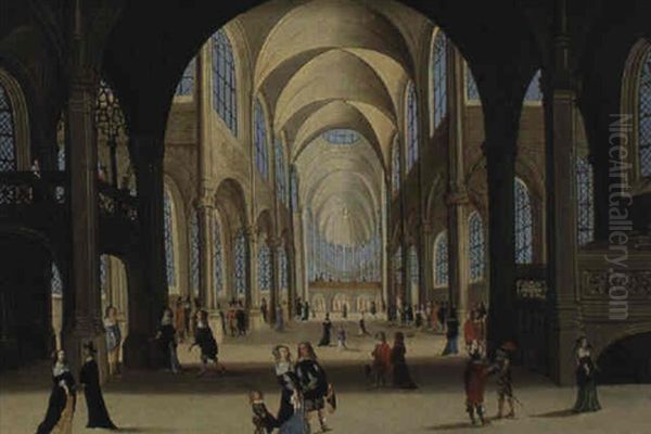 Interieur D'eglise Oil Painting by Johann Wilhelm Baur