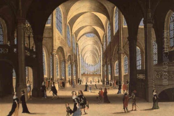 Interieur D'eglise Oil Painting by Johann Wilhelm Baur