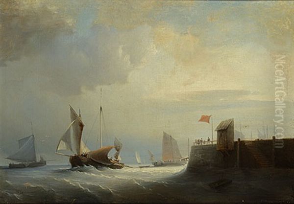 Voiliers Prenant La Mer Oil Painting by Nicolas Baur