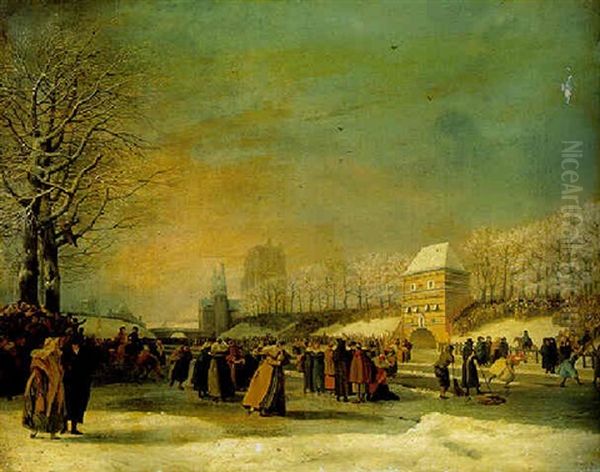 The Ice-skating Competition Oil Painting by Nicolas Baur