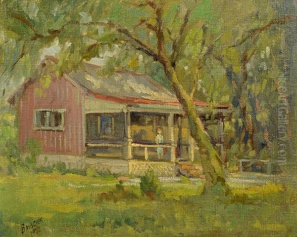 Cabin Scene Oil Painting by John T. Bauscher