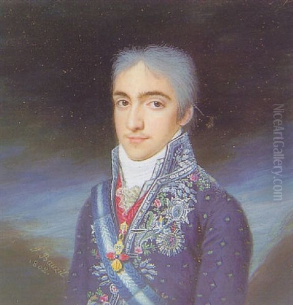 Retrato De Caballero Con El Toizon Y La Orden De Carlos Iii Oil Painting by Jean (Juan) Bauzil