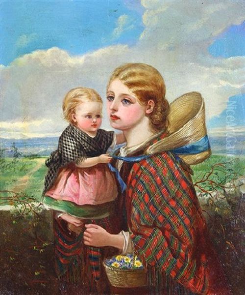 Woman And Child Oil Painting by Charles Baxter