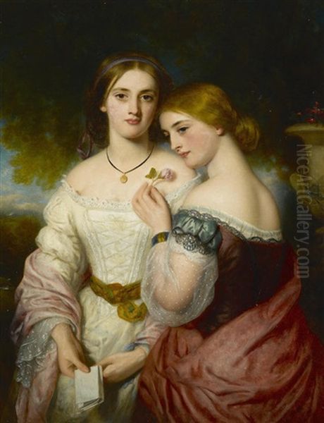 Two Victorian Beauties Oil Painting by Charles Baxter