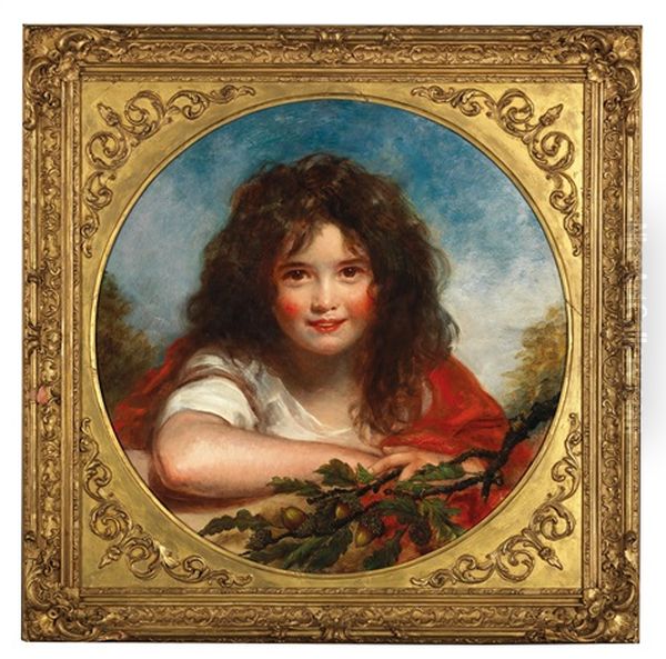 Young Girl With Spray Of Acorn Oil Painting by Charles Baxter