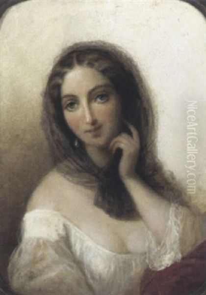 Portrait Einer Jungen Frau Mit Schleier Oil Painting by Charles Baxter