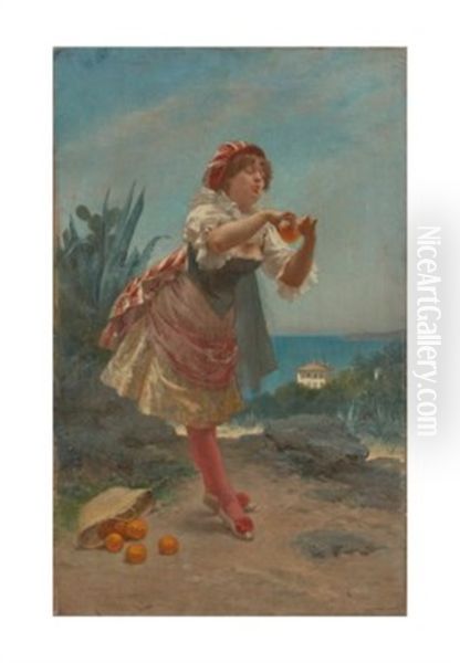 La Vendeuse D'orange Oil Painting by Emile Antoine Bayard