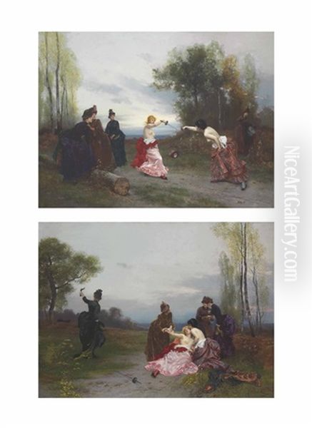 The Duel (+ The Reconciliation; Pair) by Emile Antoine Bayard