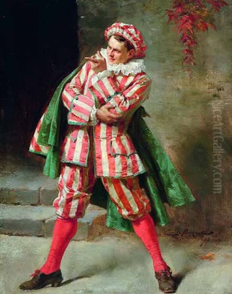 Stehender, Als Pierrot Verkleideter Schauspieler Oil Painting by Emile Antoine Bayard