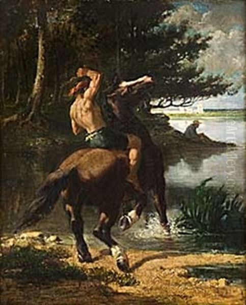 Ryttare Till Hast Oil Painting by Emile Antoine Bayard