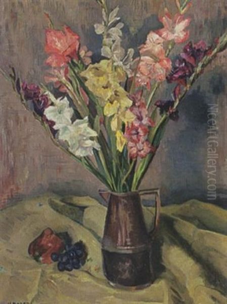 Still Life With Gladiolus Oil Painting by Han Bayens