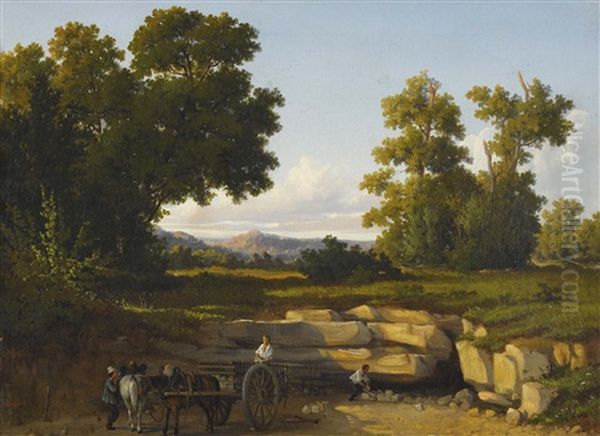 Sonnige Landschaft Mit Steinbruch Oil Painting by Anton Bayer