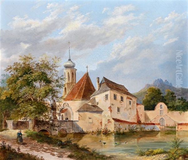 Ansischt Eines Klosters Oil Painting by Anton Bayer