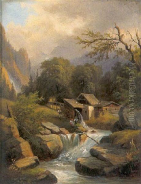 Motiv Bei Hallein Oil Painting by Anton Bayer