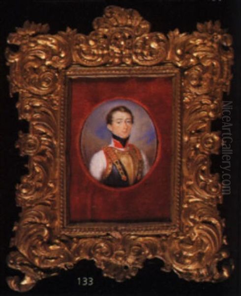 Portrait Of An Austrian Officier Of The Kurassier Regiment, Friedrich Anton Prinz Zu Hohenzollern-hechingen No.8 Oil Painting by Anton Bayer