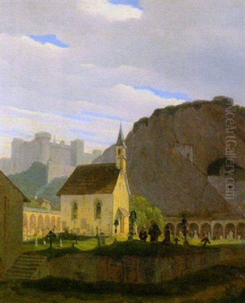 Salzburg Oil Painting by August Von Bayer