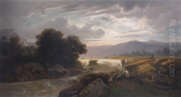 Weite Landschaft Mit Figurlicher Staffage Oil Painting by Julius Bayer