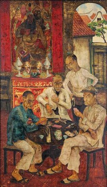 The Card Game Oil Painting by Ernst Agerbeek