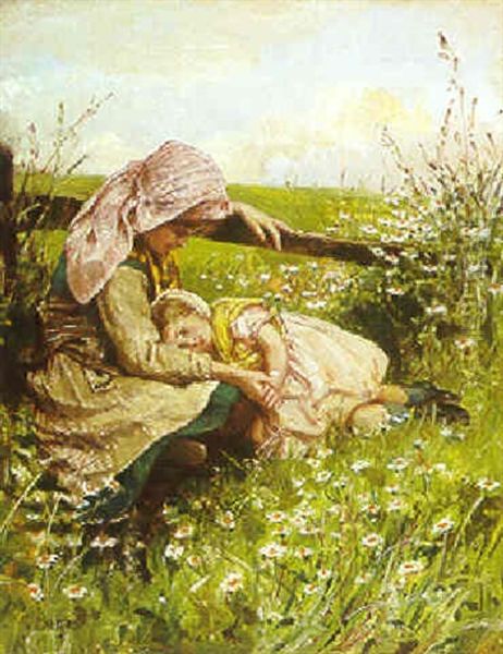 A Quiet Afternoon Oil Painting by Alfred Walter Bayes