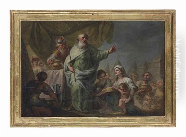 Moses And The Gathering Of The Manna By The Israelites Oil Painting by D. Francisco Bayeu y Subias