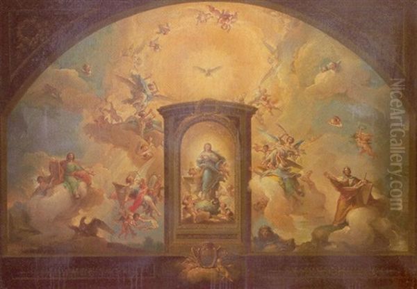 Projet Pour La Fresque Ornant La Paroi De L'autel De La Chappelle Royale D'aranjuez Oil Painting by D. Francisco Bayeu y Subias