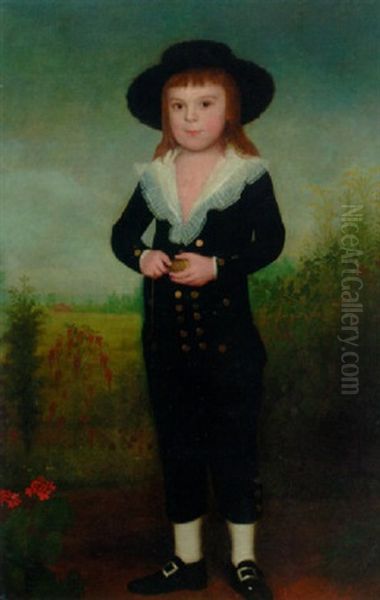 Portrait Of A Boy In A Black Jacket And Knickerbockers With A Black Hat And A White Chemise Oil Painting by D. Francisco Bayeu y Subias