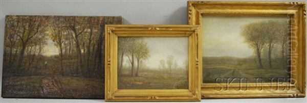 Landscapes With Figure (3 Works) Oil Painting by William Baylies