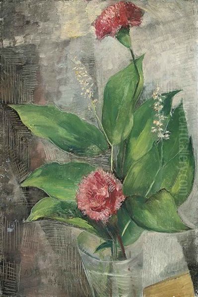 Flowers In A Vase Oil Painting by Abraham S. Baylinson