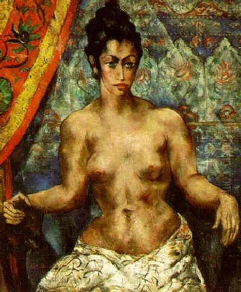 Nude With Raven Hair Oil Painting by Abraham S. Baylinson