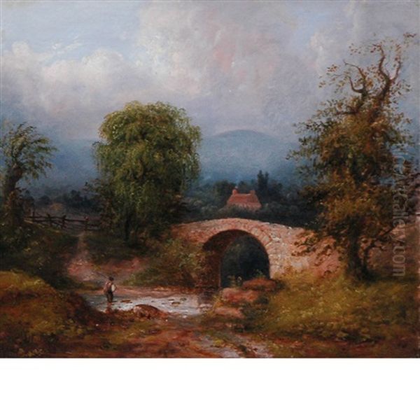 Bridge In The Katerskills, New York Oil Painting by Walter McPherson Bayne