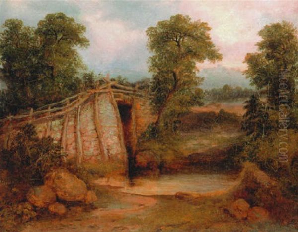 Bridge Near Woburn, Mass. Oil Painting by Walter McPherson Bayne