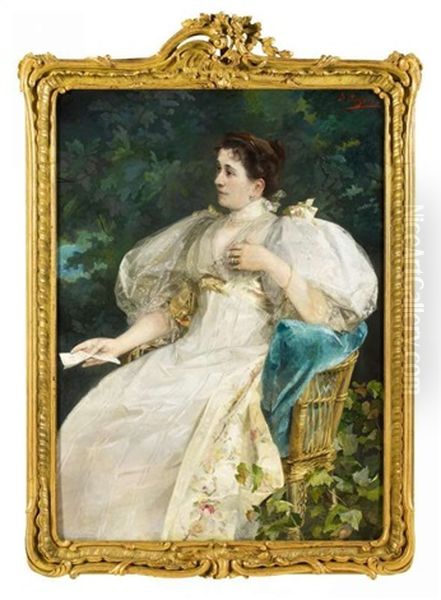 Portrat Der Helene Deutsch, Der Schwagerin Von Johann Strauss Oil Painting by Franz Von Bayros