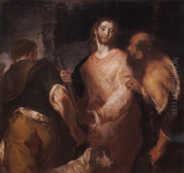 Cristo Sulla Strada Di Emmaus Oil Painting by Giuseppe Bazzani