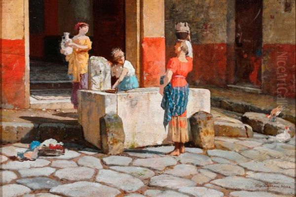 Women At The Well Oil Painting by Luigi Bazzani