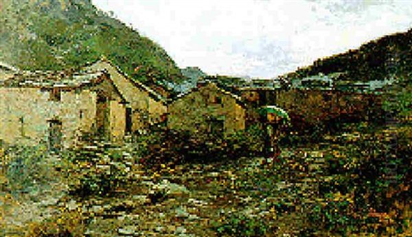 Monti Di Premeno (premana) Oil Painting by Ernesto Bazzaro