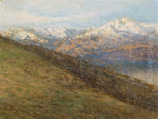 Cime Innevate Oil Painting by Leonardo Bazzaro