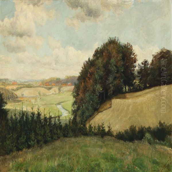 Landscape Near Pjedsted Oil Painting by Hans Agersnap