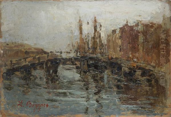 Ponte Sul Canale Oil Painting by Leonardo Bazzaro