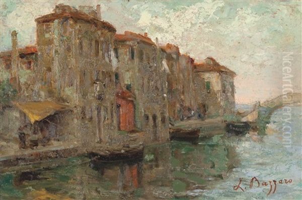 Veduta Di Chioggia Con Vele Oil Painting by Leonardo Bazzaro