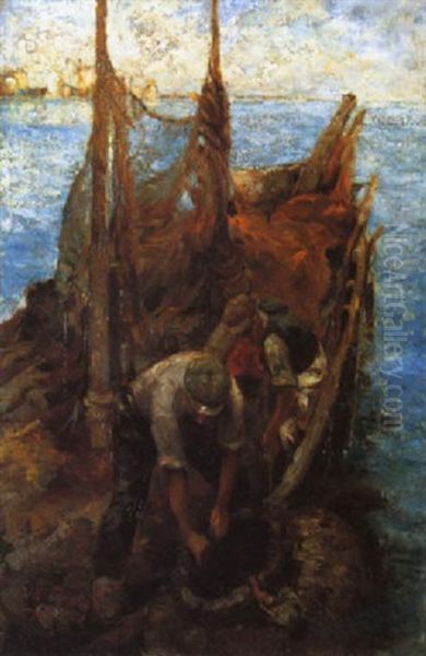 La Pesca Della Mollucche Oil Painting by Leonardo Bazzaro