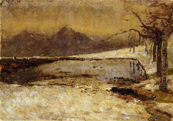 Paesaggio Con Lago Innevato by Leonardo Bazzaro