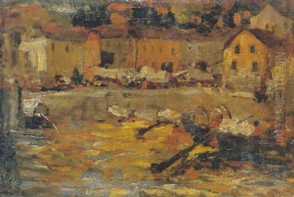 Il Naviglio Oil Painting by Leonardo Bazzaro